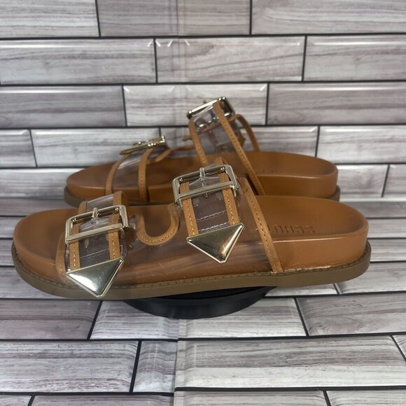 Schutz‎ Naomi Brown Double Strap Slide Sandals Shoe Size 5.5-NEW - Picture 3 of 8